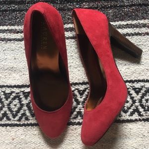 🌞NWOT Ralph Lauren Sz 8.5 Red Suede 4 inch Pump