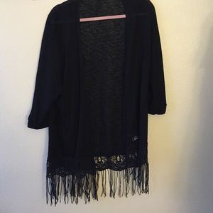 black fringe cardigan