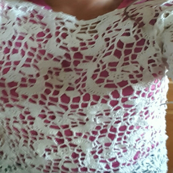 Express crocheted white sweater.Size M - Picture 4 of 4