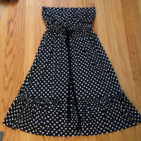 Strapless polka dot dress