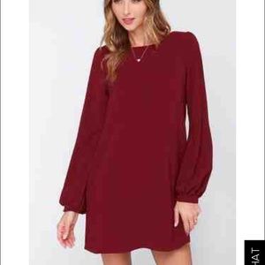 brand new long sleeve maroon lulus dress