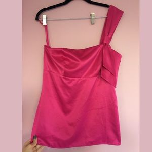Pink silk one shoulder top