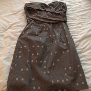 Sweetheart neckline gray polls dot party dress