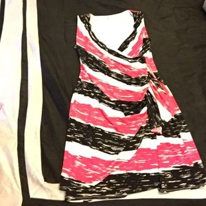 Striped cross front midi dress