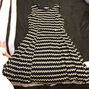 Sequined navy striped mid length dress