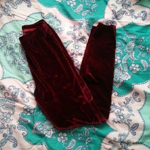 American Apparel Burgundy Velvet Leggings