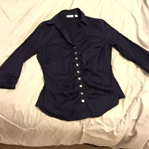 Navy NY&Co city line stretch button down