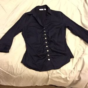 Navy NY&Co city line stretch button down
