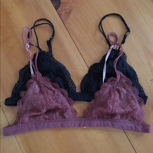 Urban Outfitters Kimchi Lace Triangle bralettes