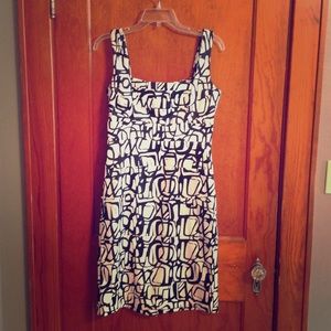 Black and white abstract bandage-like dress