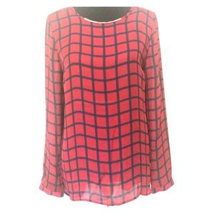 NWT Michael Kors Red and Navy Blouse