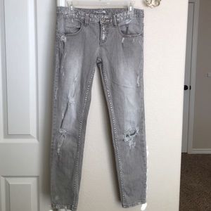 Free People Destroyed Grey Denim Jeans