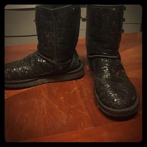 Black sparkly UGG boots