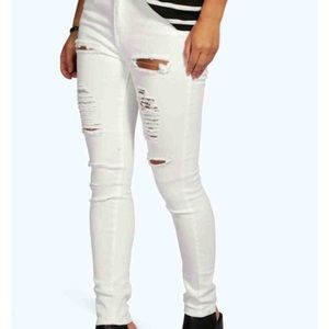 Boohoo white denim