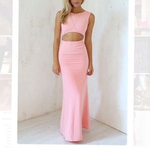 Light pink formal dress with cut outs