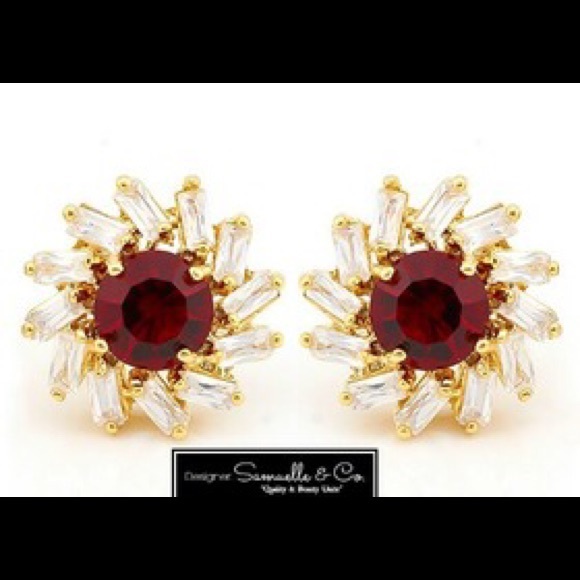 5.0 ctw Ruby & White Topaz Earrings