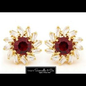 5.0 ctw Ruby & White Topaz Earrings
