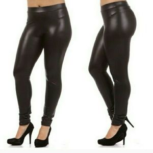 Faux black leather leggings