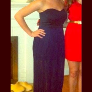Floor Length Navy Strapless Dress 4/6