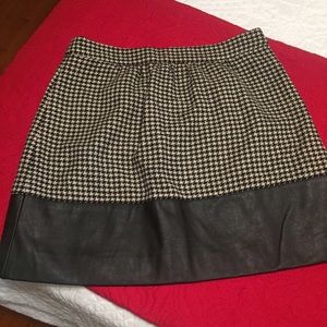 JCrew Factory Herringbone/Leather Skirt