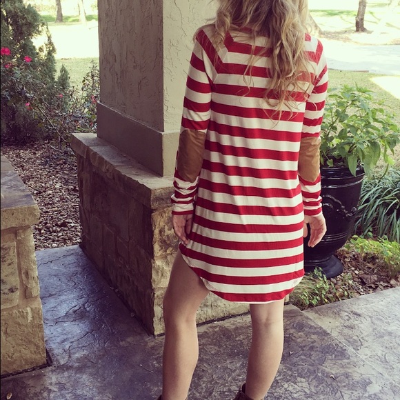 Red & White Striped Elbow Patch Tunic - Picture 2 of 3