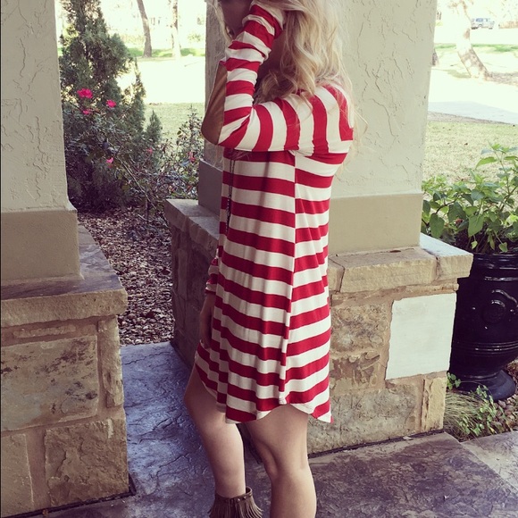 Red & White Striped Elbow Patch Tunic - Picture 3 of 3