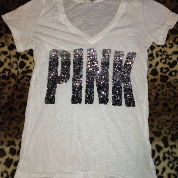 Victoria's Secret PINK sequin V neck shirt