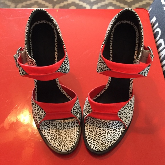 Alexander Wang orange black white heels sz 40 - Picture 1 of 4