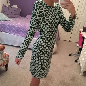 Banana Republic green patterned long sleeve dress