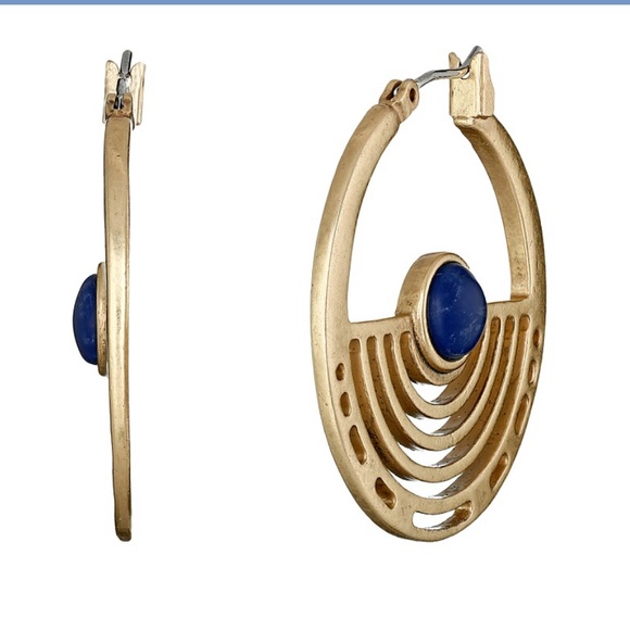 🍀Lucky Brand Gold Tone & Lapis Earings💎