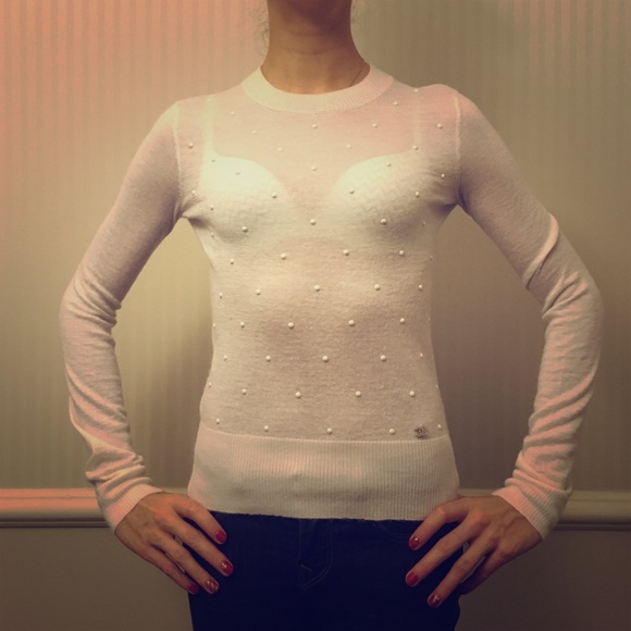 Cashmere and mohair white chanel sweater - Picture 1 of 4