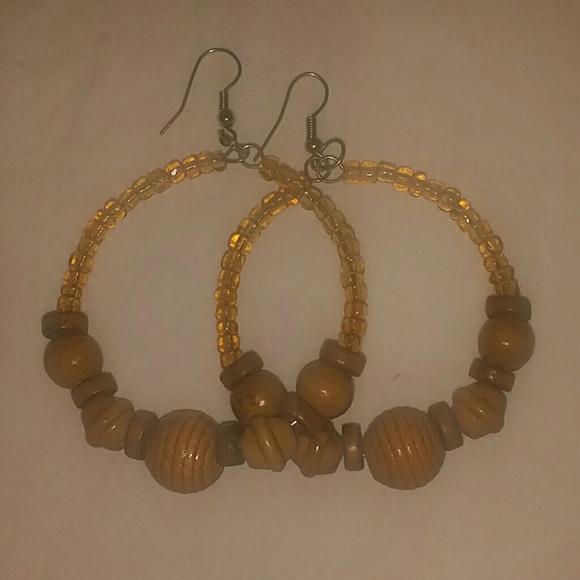 Wood & bead earrings