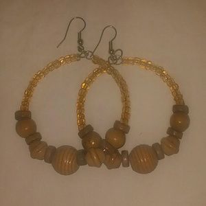 Wood & bead earrings