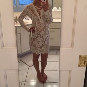 Lace dress with nude under slip