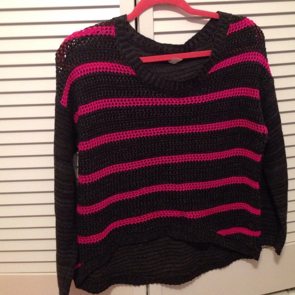 Knitted black and pink sweater