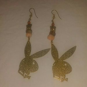 One of a kind Custom gold playboy bunny earrings
