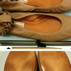 Lanvin taupe ballet flats with ribbon and chain a