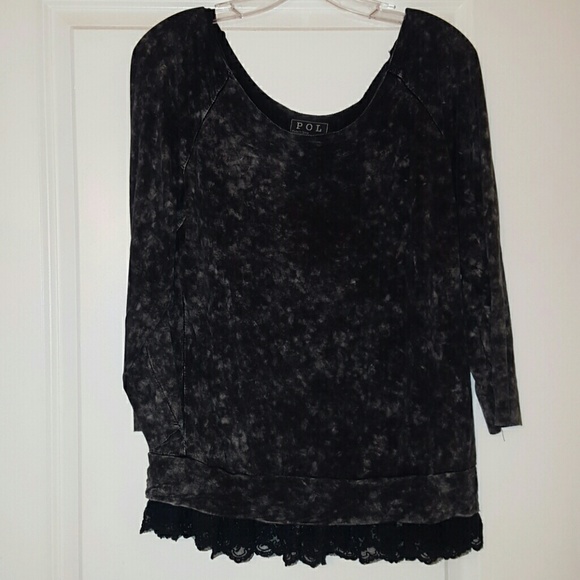Off?the?shoulder POL Cotton Lace Trimmed Top