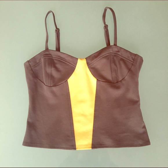 Grey & Yellow Crop Top