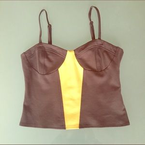 Grey & Yellow Crop Top