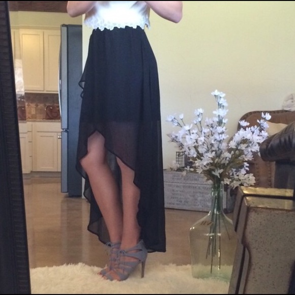 Black Sheer High-low Skirt