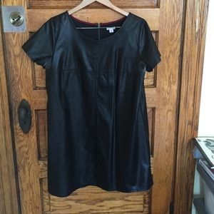 Faux leather baby doll dress