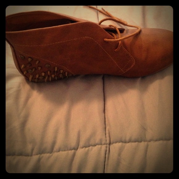 Brown studded booties