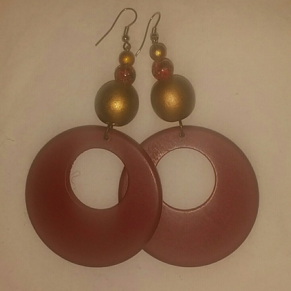 Custom Garnet & Gold earrings-Seminole Spirit!!🔥 - Picture 1 of 2
