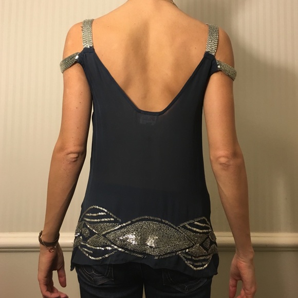 Embroidered silk Parker top - Picture 2 of 2