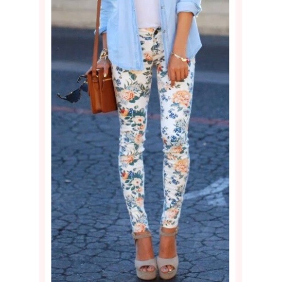 Floral skinny jeans