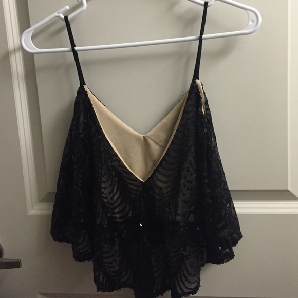 Black sequins crop top! Cute for New Years! - Picture 2 of 4