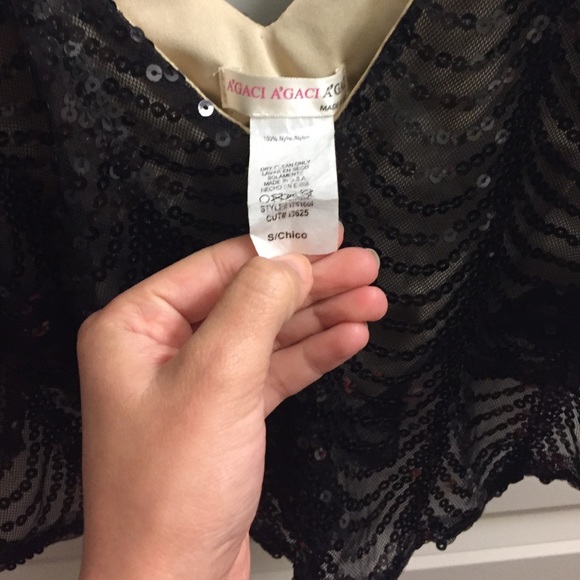 Black sequins crop top! Cute for New Years! - Picture 3 of 4