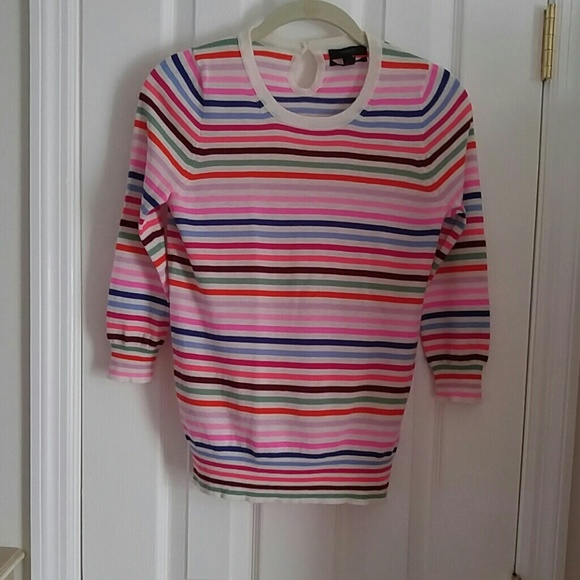 J. Crew Multi Color Candy Stripe Cashmere sweater.