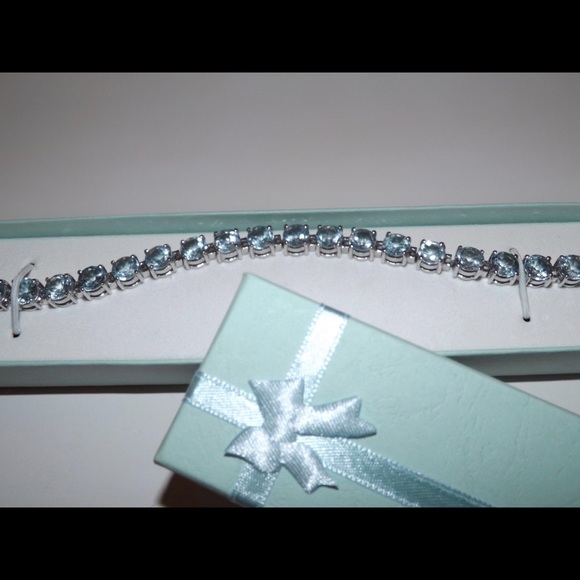 **SOLD** 33 Carat Blue Topaz Silver Bracelet